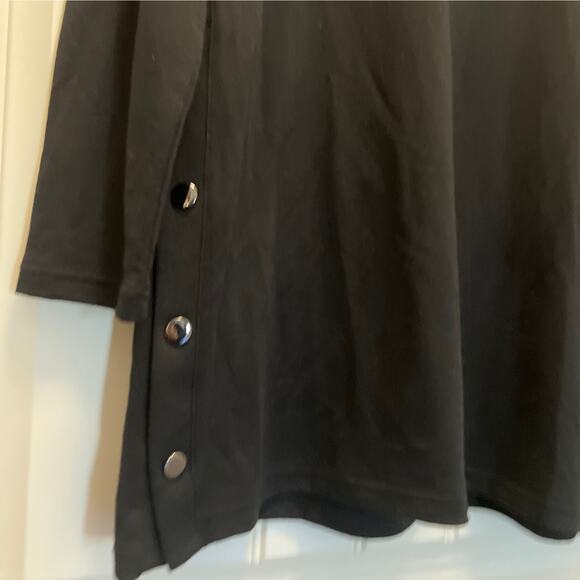 Ideology Women’s Long Sleeve Crew Neck Side-Snap Casual Tunic Top Size‎ L Black - Picture 5 of 7